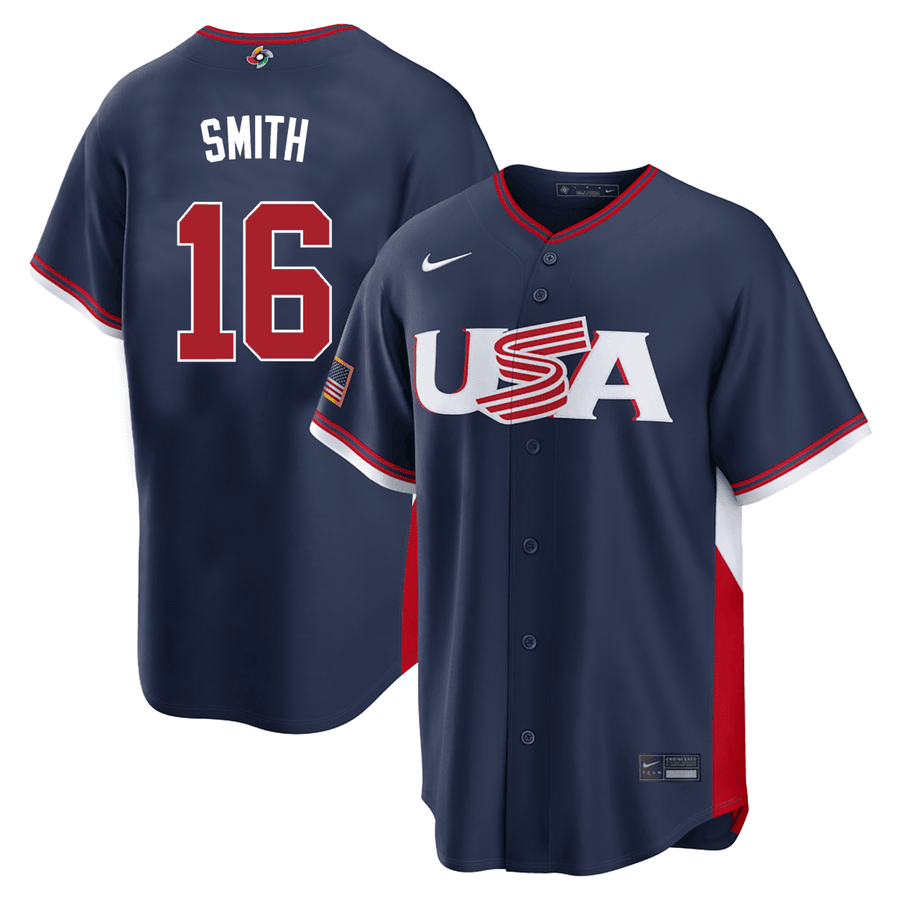 16 Will Smith Usa 2026 World Baseball Classic Baseball Jersey Team Usa Wbc 2026 Merch Navy