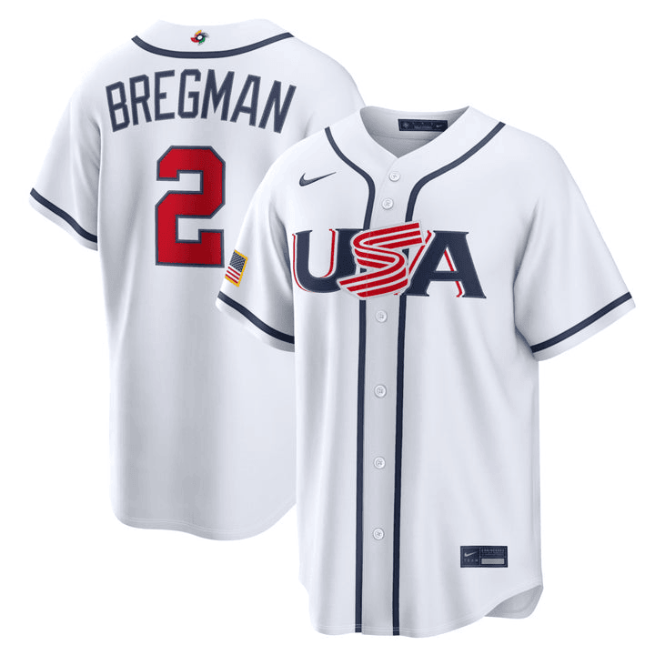 2 Alex Bregman Usa 2026 World Baseball Classic Road Stadium Jersey Team Usa Wbc 2026 Shirt