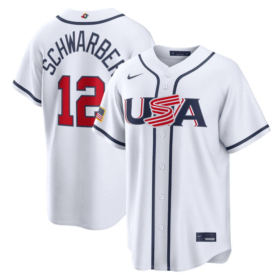 12 Kyle Schwarber Usa 2026 World Baseball Classic Baseball Jersey Team Usa Wbc 2026 Merch White
