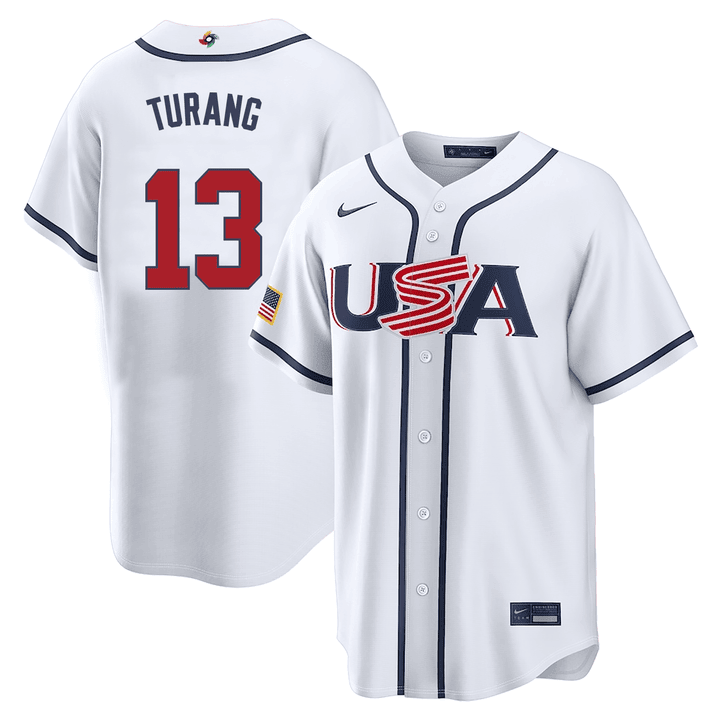 13 Brice Turang Usa 2026 World Baseball Classic Baseball Jersey Team Usa Wbc 2026 Merch White