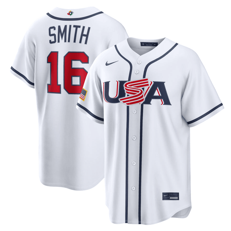 16 Will Smith Usa 2026 World Baseball Classic Baseball Jersey Team Usa Wbc 2026 Merch White
