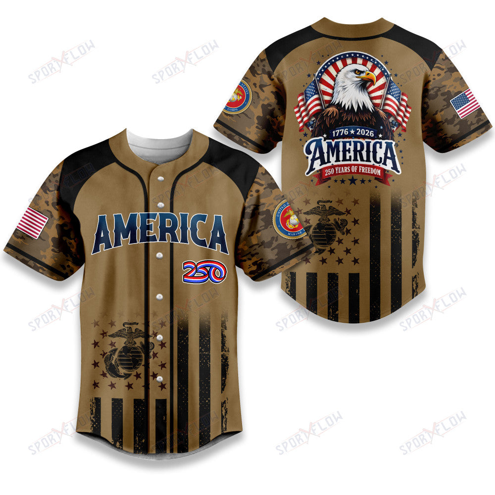 Us Marine Corps 250Th Birthday Anniversary 2026 Baseball Jersey