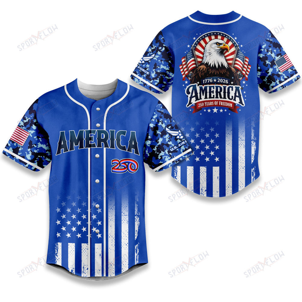 United States Air Force Military 250Th Birthday Anniversary Baseball Jersey
