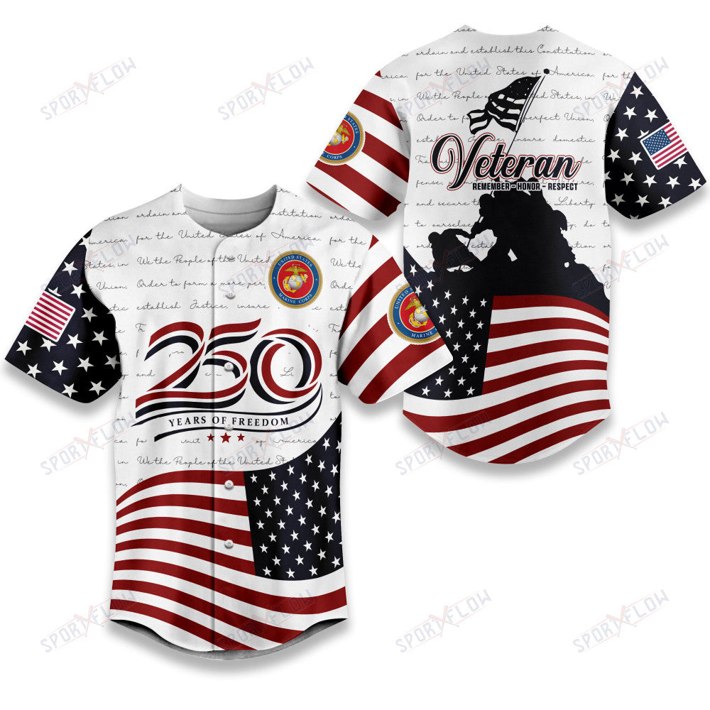 Usmc 250 Years Of Liberty Anthem Baseball Jersey