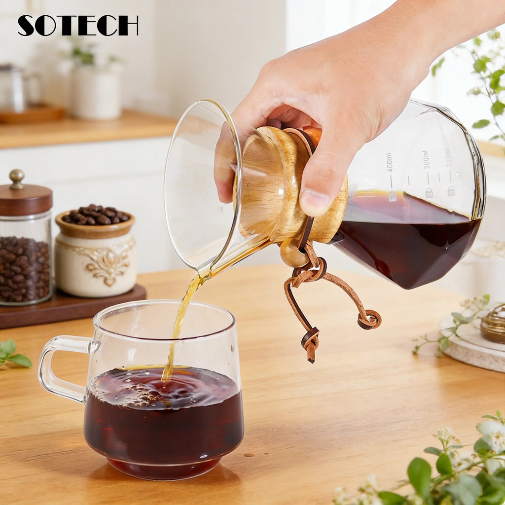 Glass Coffee Pot Drip Brewing Integrated 400ml/600ml Hand Brewed Filter Cup Pour Over Coffee Maker for Home Office Use