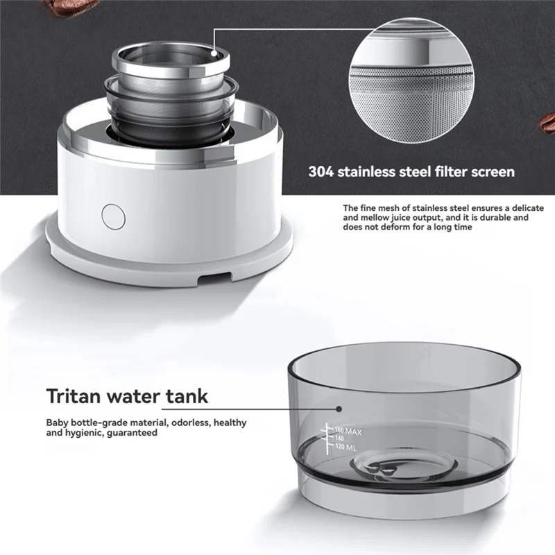 B98A-Portable Hand-Pressed Coffee Maker With Stainless Steel Filter Automatic Drip For Travel, Camping, Office