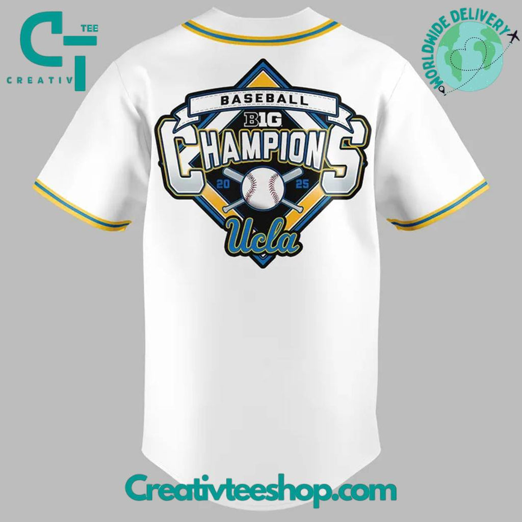 Ucla Bruins 2025 Big Ten Baseball Regular Season Champions Special White Baseball Jersey