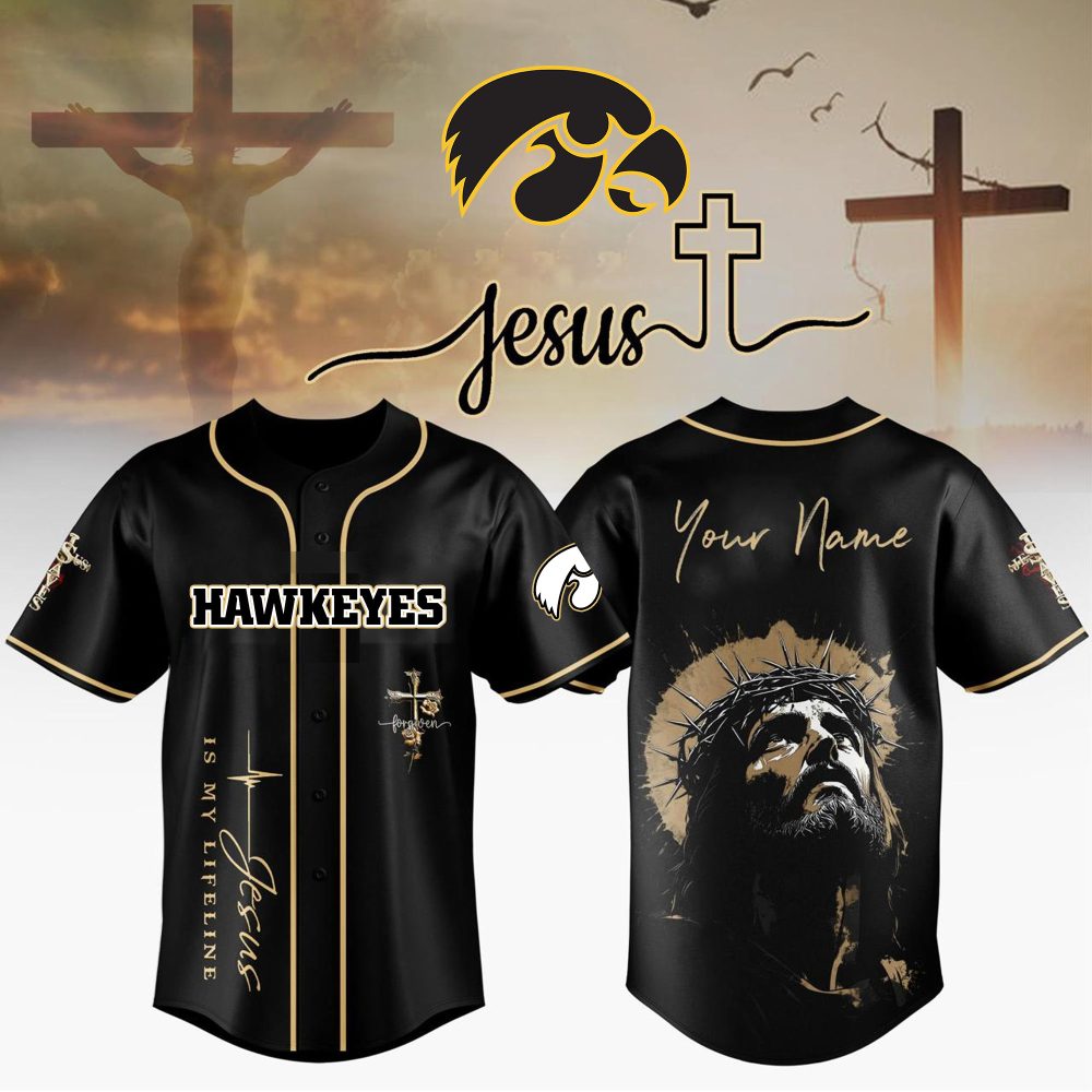 Iowa Hawkeyes College Football X Jesus Special Edition - 3D Baseball Jersey