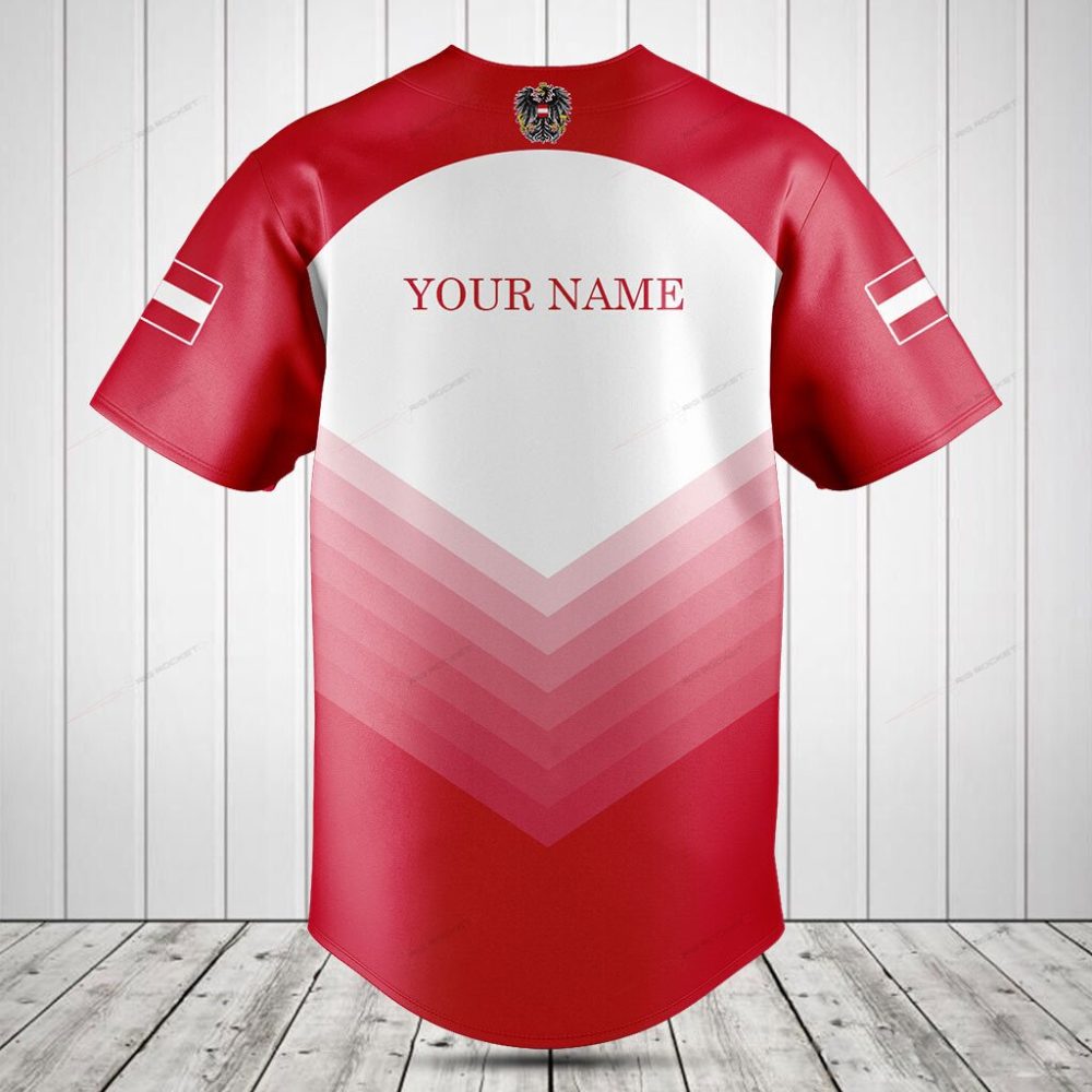 Stylish Austria Baseball Jersey - Red &amp; White Sports Shirt For Fans