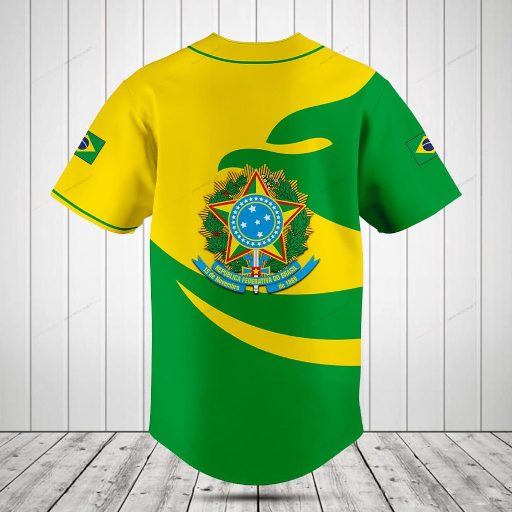 Brazil Flag Baseball Jersey - Vibrant Green &amp; Yellow Sportswear For Fans