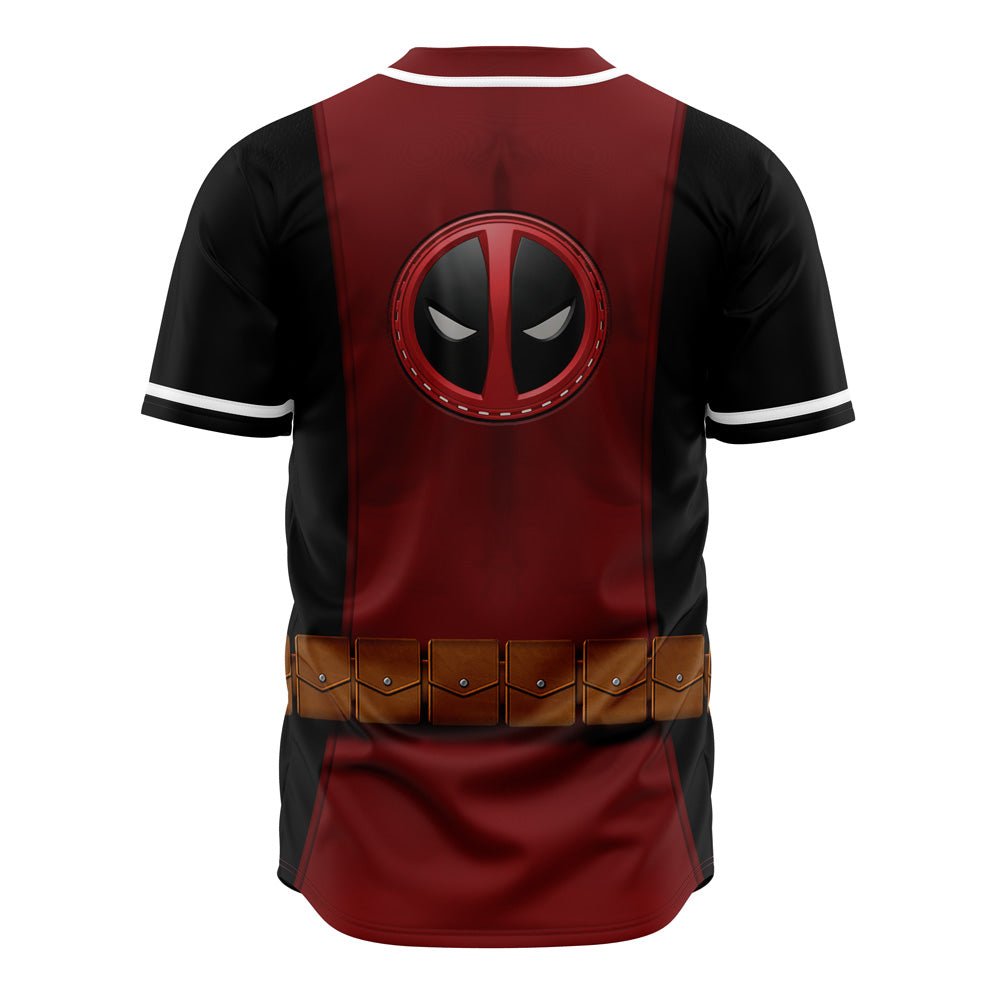Unisex Superhero-Inspired Baseball Jersey - Red &amp; Black Cosplay Shirt With Belt Design