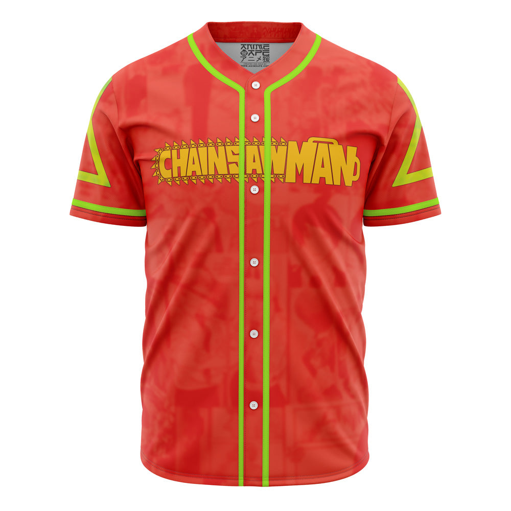 Chainsaw Man Baseball Jersey - Vibrant Red &amp; Neon Green Anime Apparel