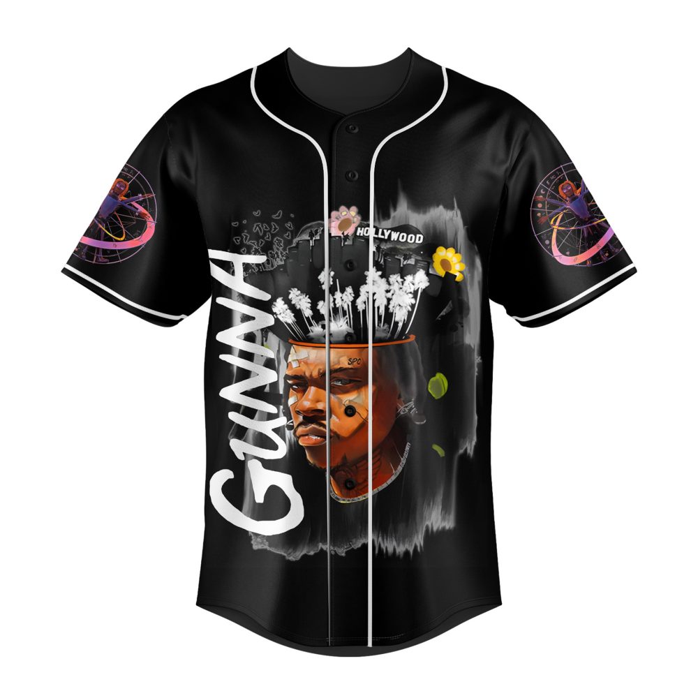 Trendy Black Graphic Baseball Jersey - Unique Art Design &amp; Bold Style