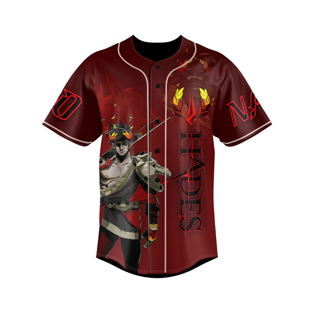 Epic Hades Graphic Baseball Jersey - Bold Red &amp; Black Design For Gamers &amp; Fans