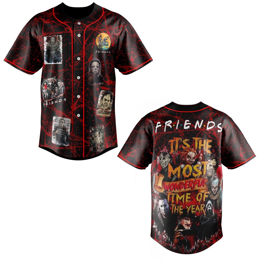 Spooky Friends Horror Baseball Jersey – Unique Halloween Movie Fan Shirt