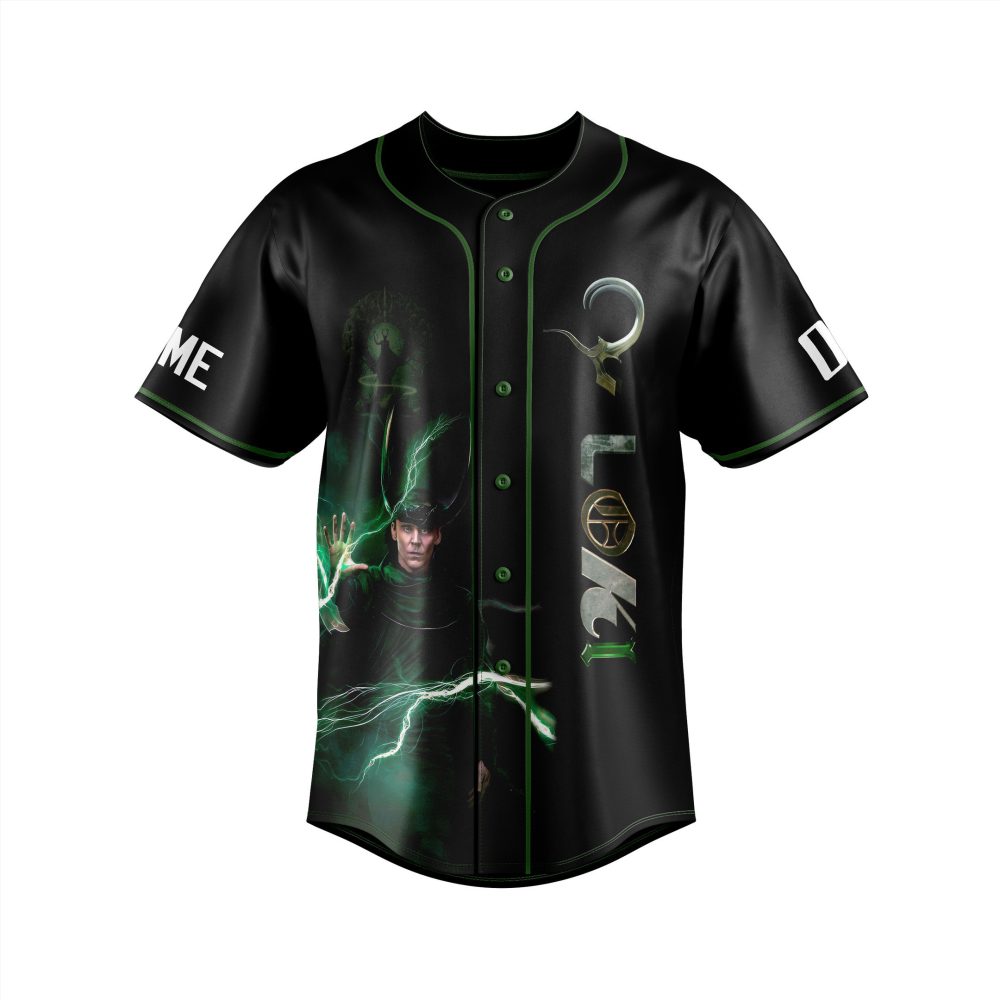 Men’S Black Loki Graphic Baseball Jersey – God Of Mischief Design – Cool Fan Apparel