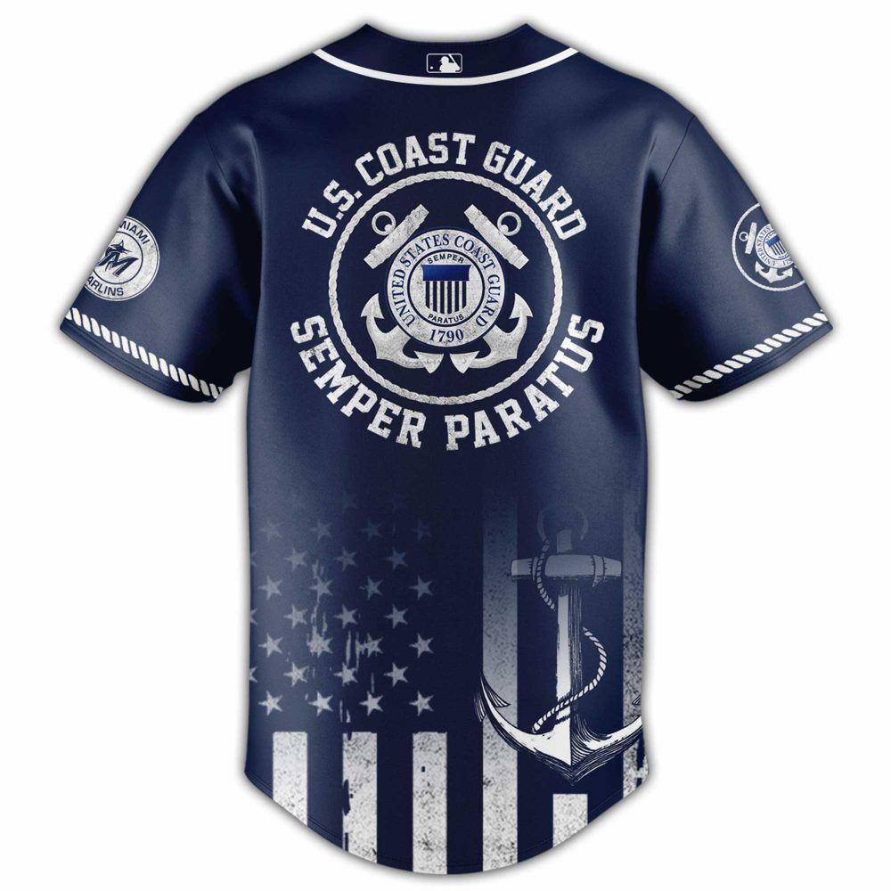 U.S. Coast Guard Marlins Jersey - Navy Blue, Patriotic Design, Perfect For Fans &amp; Collectors