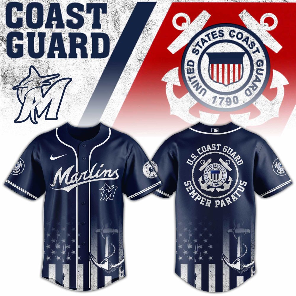 U.S. Coast Guard Marlins Jersey - Navy Blue, Patriotic Design, Perfect For Fans &amp; Collectors