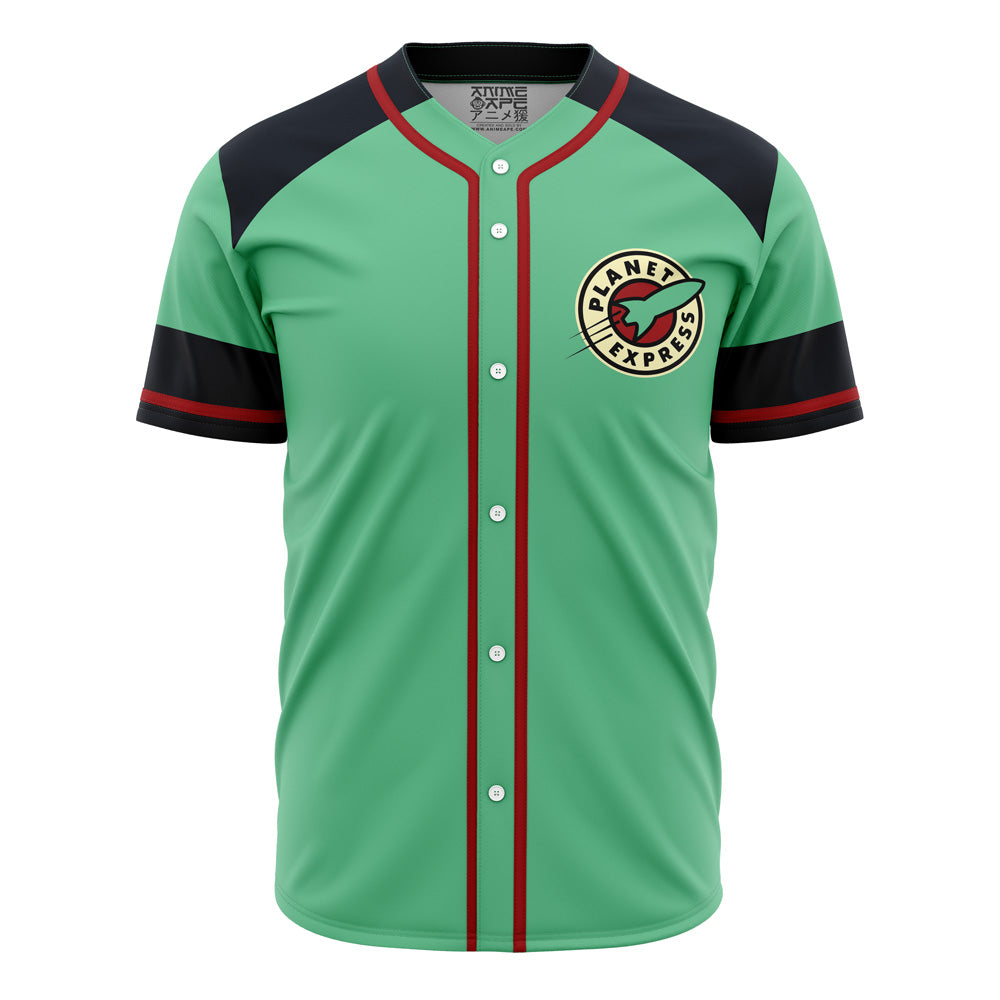 Trendsetting Green Baseball Jersey – Futuristic Planet Express Design, Unisex Sizes