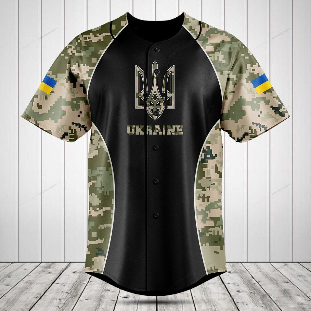 Ukraine Camo Baseball Jersey – Stylish Military-Inspired Sportswear, Unisex