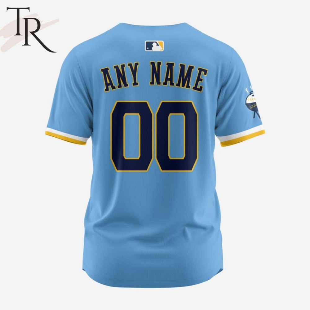 Limited Edition Brew Crew Baseball Jersey - Stylish Blue &amp; Yellow Design – Perfect Gift For Fans!